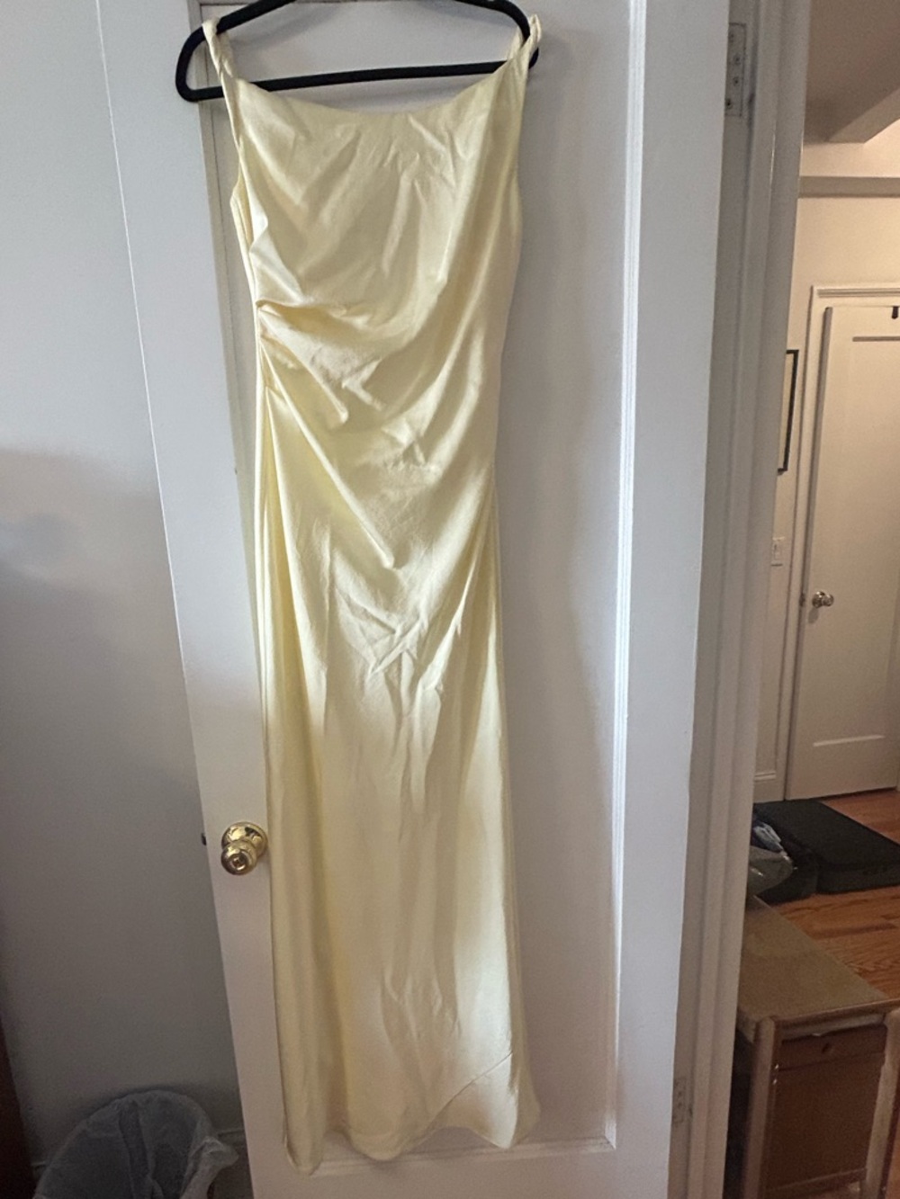 bec + bridge Pale Yellow Satin Slip Maxi Dress